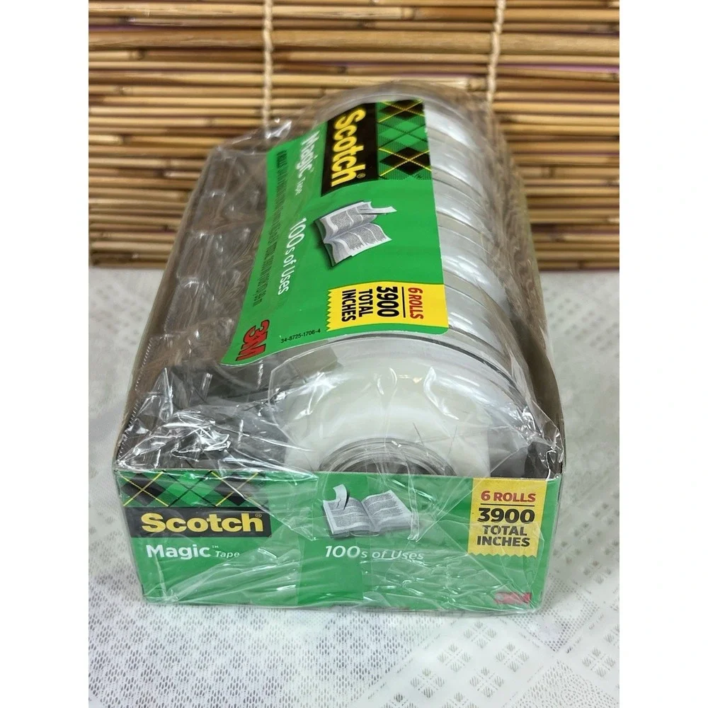 Scotch 6122 Magic Office Tape and Refillable Dispenser, Clear - 6 Pack New